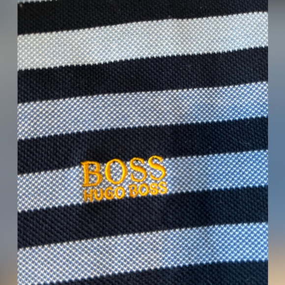 Hugo Boss Polo Shirt - Large - Orange & Blue stripes - GUC - Picture 2 of 7